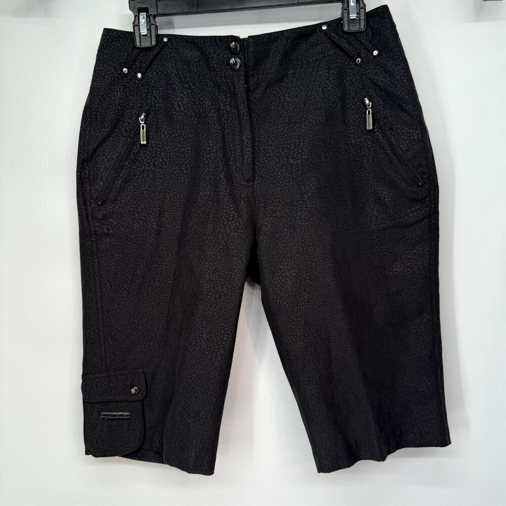 Jamie Sadock Shorts Womens 8 Black Knee Stretch Capri Cargo Pockets Golf 92315